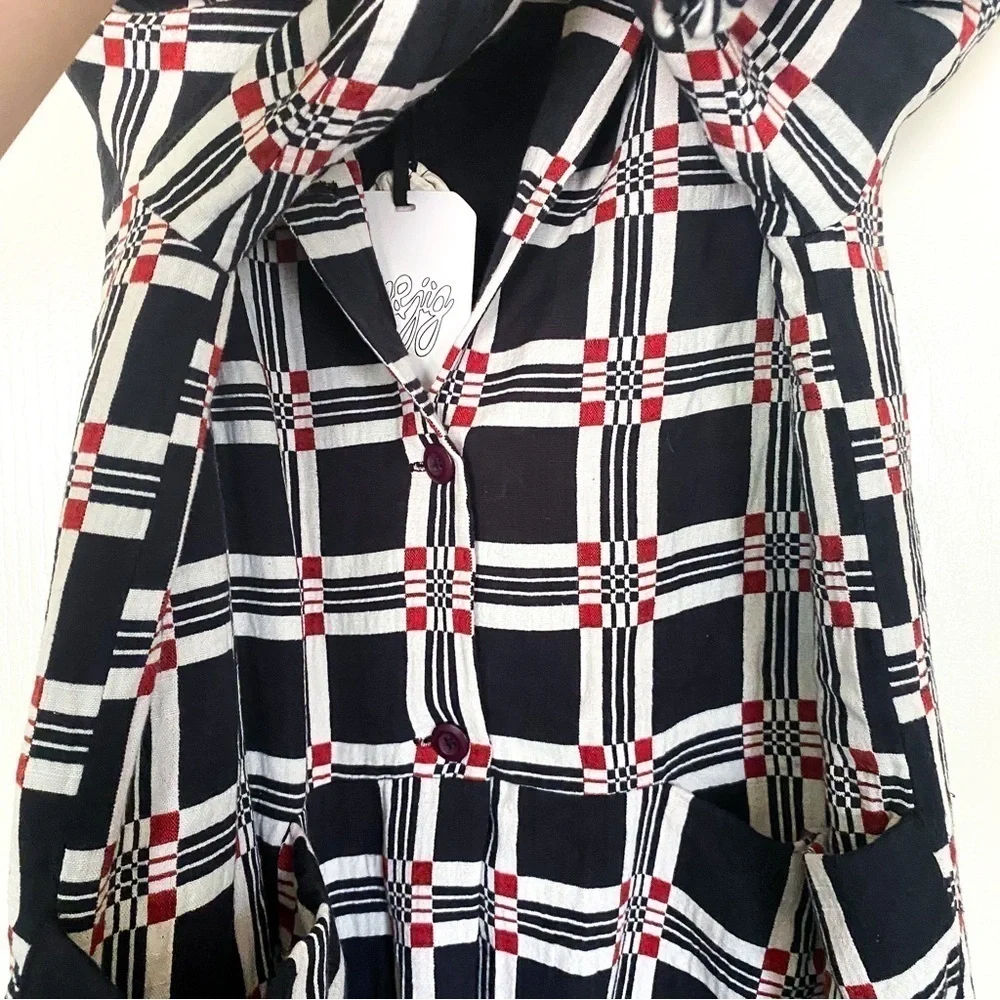 Ace & Jig Coat Storm Overcoat Quilted Single-Breasted Black Geo S NWT - Picture 5 of 13